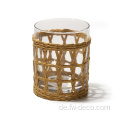 Buntes Papier Rattan verpacktes Glas -Trinkglas